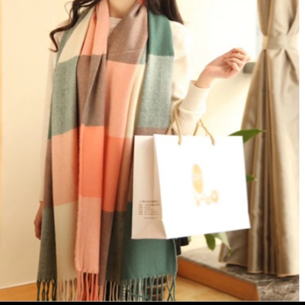 Last chance! New cashmere super soft plaid scarf - Picture 4 of 7